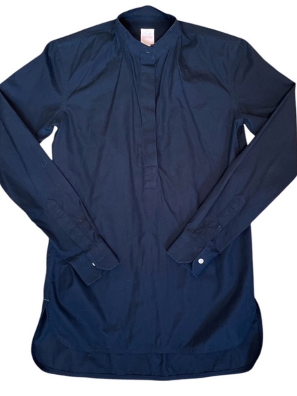 ANN MASHBURN Mandarin Collar Classic Navy  Poplin Tunic XS